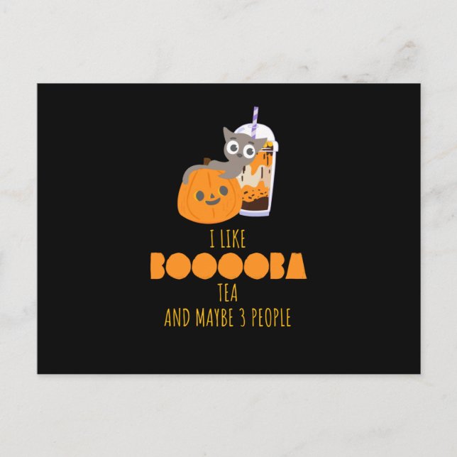 Bubble Tea Kawaii Halloween Postkarte (Vorderseite)