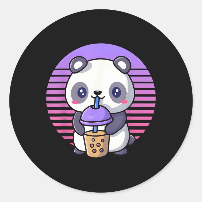 Bubble Tea Kawaii Panda Boba Runder Aufkleber (Vorderseite)