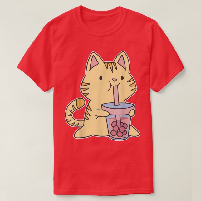 Bubble Tea Kitty Kawaii Boba Tea Cat Japan Sweet O T-Shirt (Design vorne)