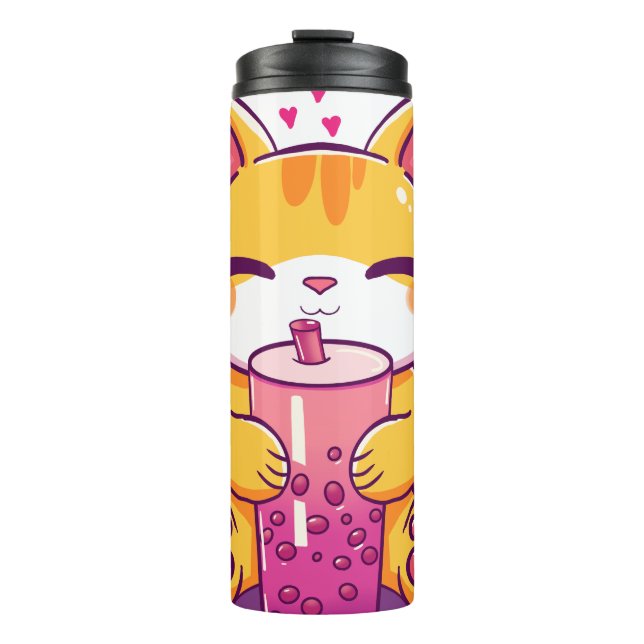 Bubble Tea Kitty Thermosbecher (Vorderseite)
