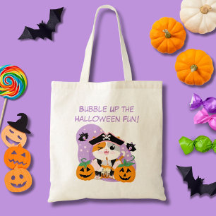 Bubble Tea mit Piraten Kawaii Katze Halloween-Spaß Tragetasche