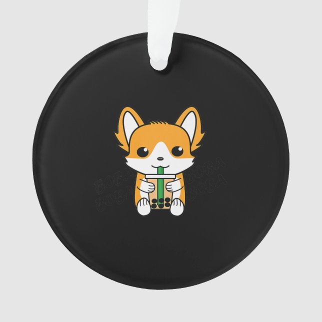 Bubble Tee Boba Corgi Premium Ornament (Vorderseite)