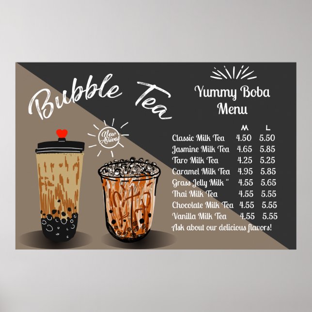 Bubble Tee Boba Donut Shop Groß anpassen Poster (Vorne)