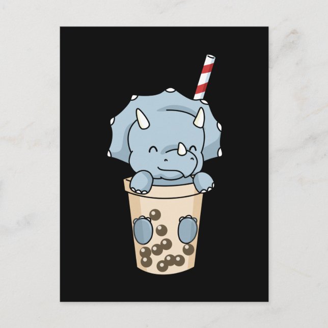 Bubble Tee Geschenk Kinder Triceratops Boba Tea Di Postkarte (Vorderseite)