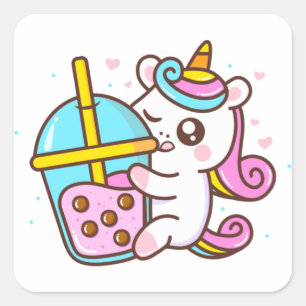 Bubble Tee Loving Unicorn Aufkleber