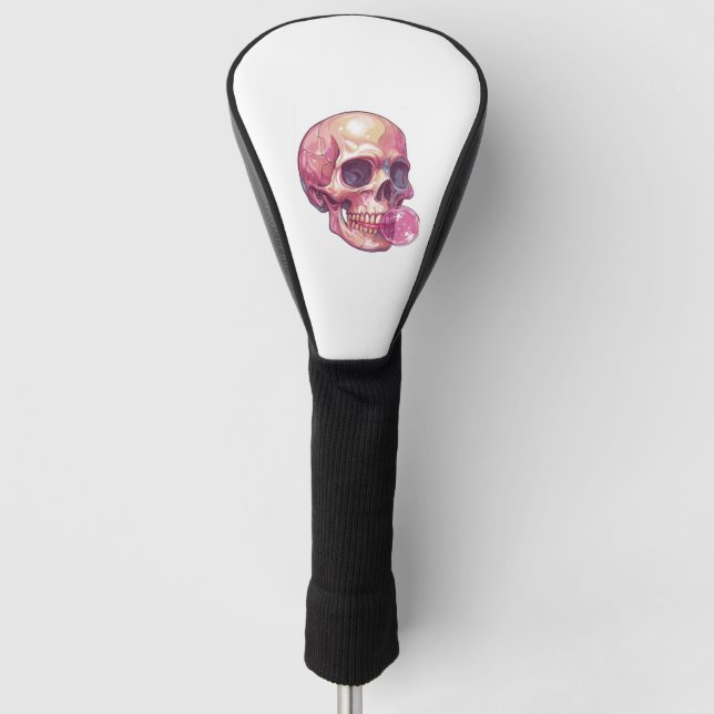 Bubble Trouble Skull � Funny Gum Skeleton Golf Headcover (Vorderseite)