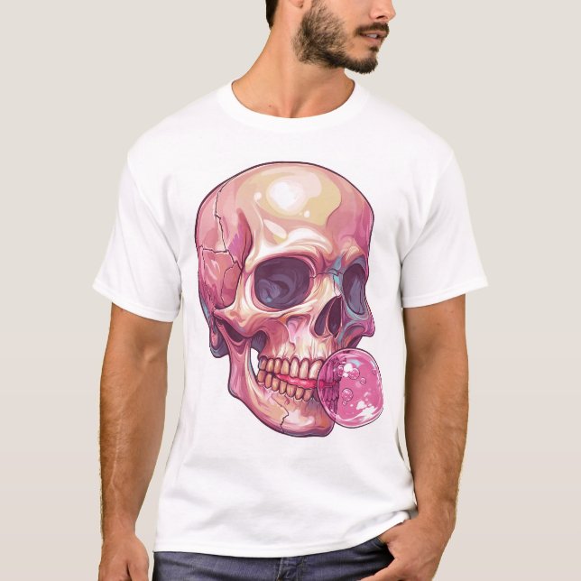Bubble Trouble Skull � Funny Gum Skeleton T-Shirt (Vorderseite)