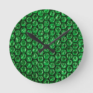 Bubble Wrap Green Runde Wanduhr