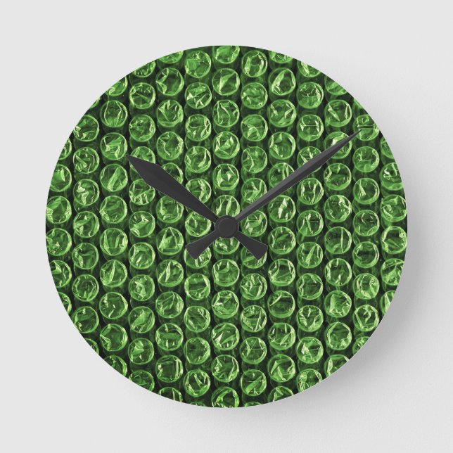 Bubble Wrap Green Runde Wanduhr (Vorderseite)