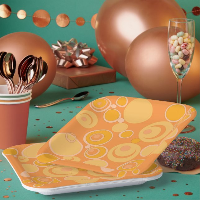 Bubblegum-Blasen überall in Orange Pappteller (Multi)