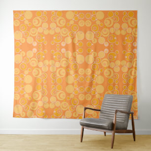 Bubblegum-Blasen überall in Orange Wandteppich