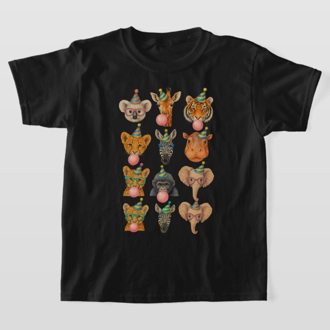 Bubblegum Blowing Zoo Animals | Birthday Squad T-Shirt (Ablage )