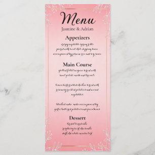 Bubblegum-Blush-Hochzeit Menükarte