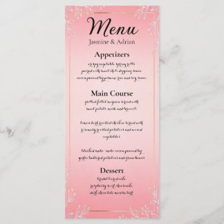 Bubblegum-Blush-Hochzeit Menükarte