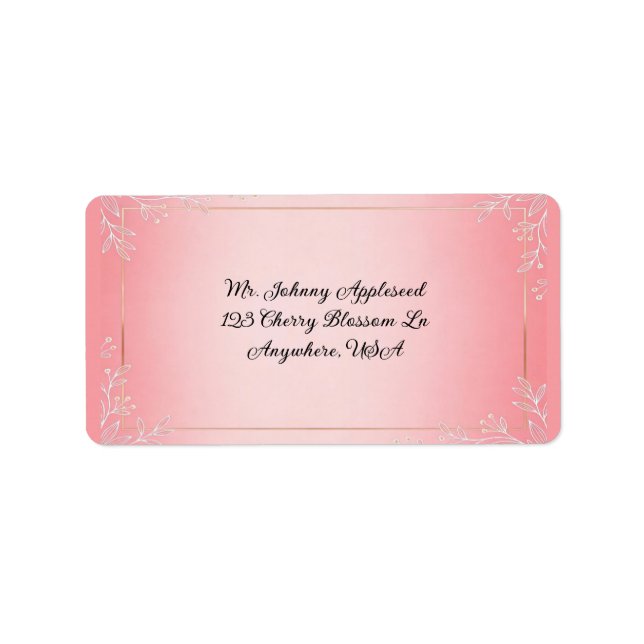 Bubblegum Blush Wedding  Adressaufkleber (Vorne)