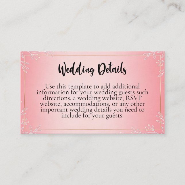 Bubblegum Blush Wedding Enclosure Cards Begleitkarte (Vorderseite)