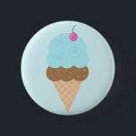 Bubblegum-Eiskrem Button<br><div class="desc">Niedliche Eis-Konus-Abbildung. Ideal für Kinder-Geburtstagspartys. Art © HeartLocked Designs</div>