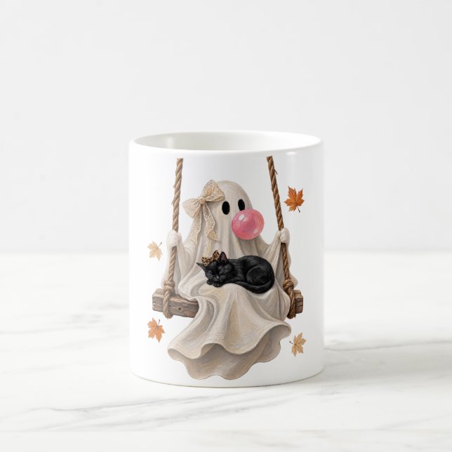 Bubblegum-Geist & Black Cat Swing Halloween  Kaffeetasse (Mittel)