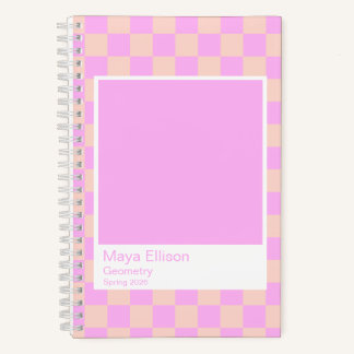 Bubblegum/Peach Modern Checkerboard Notebook Notizbuch