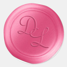 Bubblegum Pink 2 Letter Monogram Wax Siegel Sticke Runder Aufkleber