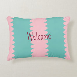Bubblegum pink & aquamarin, hübsch, willkommen, Ih Dekokissen