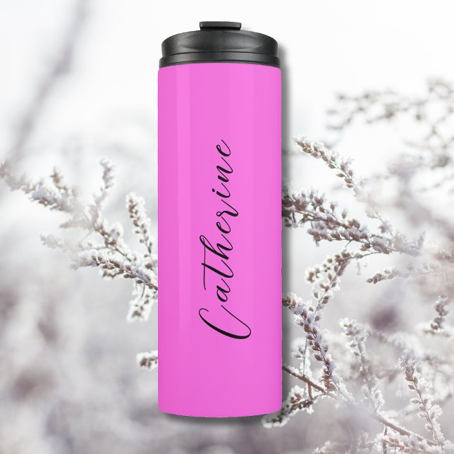 Bubblegum Pink Black Elegant Minimal individuell a Thermosbecher (Von Creator hochgeladen)