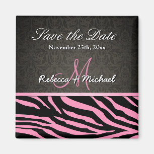 Bubblegum Pink & Black Zebra Streifen Save the Dat Magnet