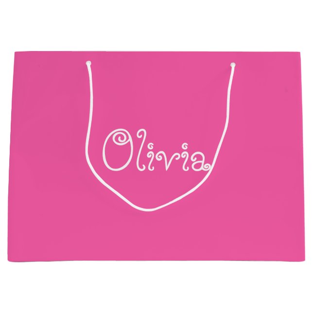 Bubblegum Pink Color Baby Dusche Geschenktasche Große Geschenktüte (Vorderseite)