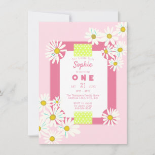 Bubblegum Pink Daisies Frame Little Miss Geburtsta Einladung