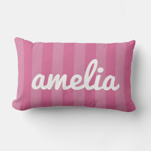 Bubblegum Pink gestreift und moderne Girls Room De Lendenkissen