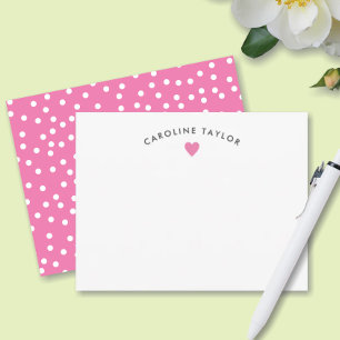 Bubblegum Pink Heart & Dots Niedlich Girly Mitteilungskarte