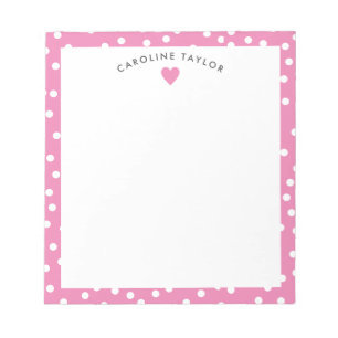 Bubblegum Pink Heart & Dots Niedlich Girly Notizblock