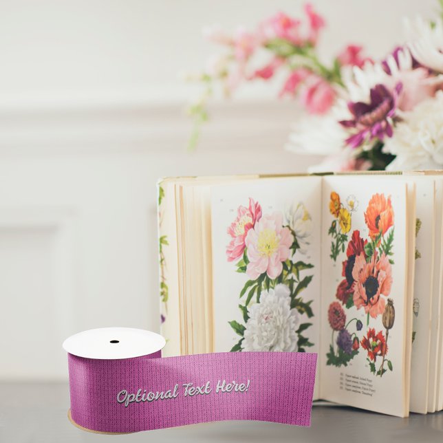 Bubblegum Pink mit weißem Text - Fun-Strick-Look Satinband (Von Creator hochgeladen)