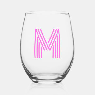 Bubblegum Pink Modern Monogram Initial Letter Weinglas Ohne Stiel