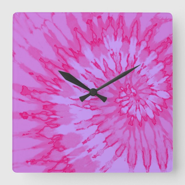 Bubblegum Pink Spirale Gefärbte Krawatte Uhr (Vorderseite)