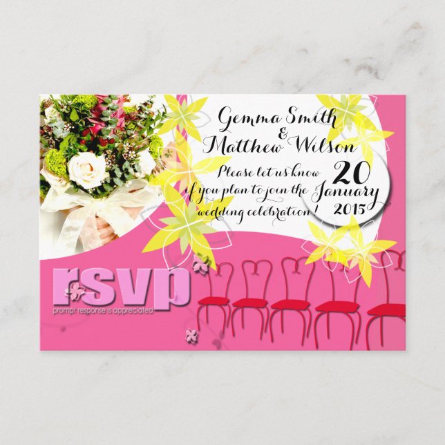 Bubblegum Pink Wedding UAWG RSVP Karte (Vorderseite)