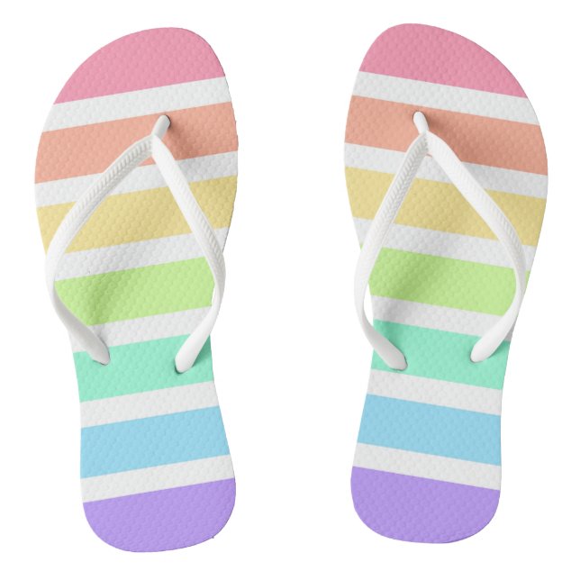 Bubblegum Regenbogen und weiße Streifen Flip Flops (Fußbett)