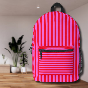 Bubblegum Rosa und Rot Cool Vintag Streifen Bedruckter Rucksack