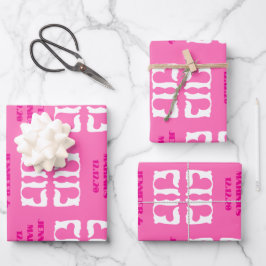 Bubblegum Rosa und Weiße Herzen Geschenkpapier Set