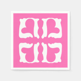 Bubblegum Rosa und Weiße Herzen Serviette