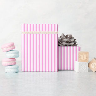 Bubblegum Rosa und Weiße Streifen Geschenkpapier