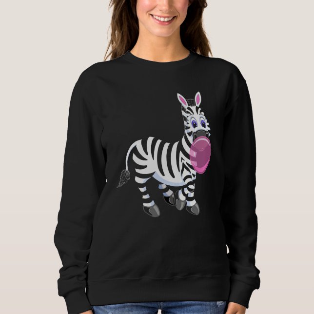 Bubblegum Zebra Cute Zoo Animal Sweatshirt (Vorderseite)
