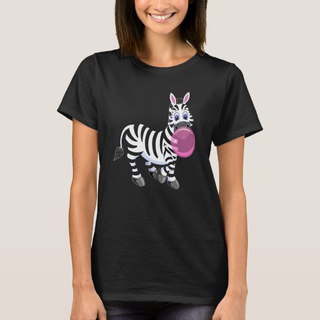 Bubblegum Zebra Cute Zoo Animal T-Shirt (Vorderseite)