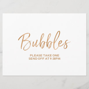 "Bubbles" Abschieds-Schild   Stilvolle goldene Ros Einladung