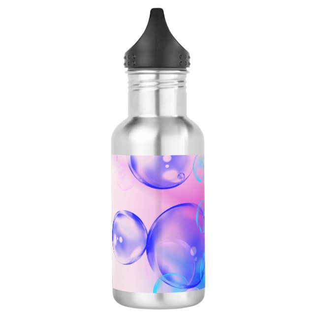 BUBBLES - Abstraktes Bild des Fraktals Kunst - Edelstahlflasche (Links)