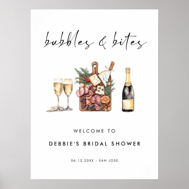 Bubbles and Bites Bridal Shower Welcome Poster (Vorne)