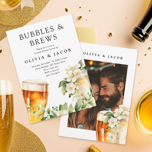 Bubbles and Brews Paare Dusche Foto-Einladung Einladung
