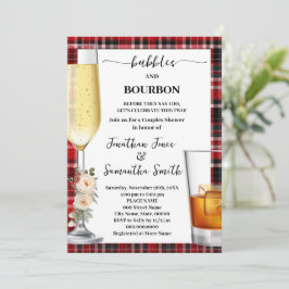 Bubbles & Bourbon Winter Buffalo Plaid Shower Einladung