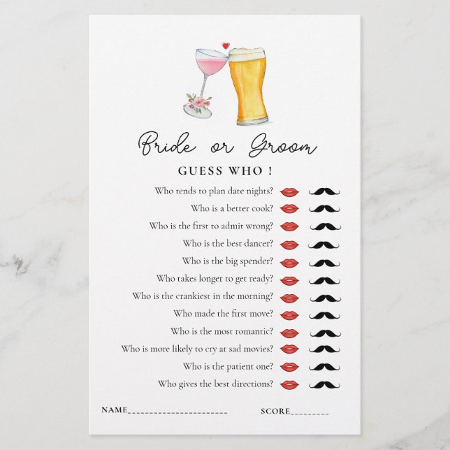 Bubbles & Brew 'Guess Who' Showspiel (Vorderseite)