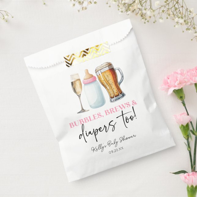Bubbles Brews and Diapers Too! Baby Shower Geschenktütchen (Versiegelt)